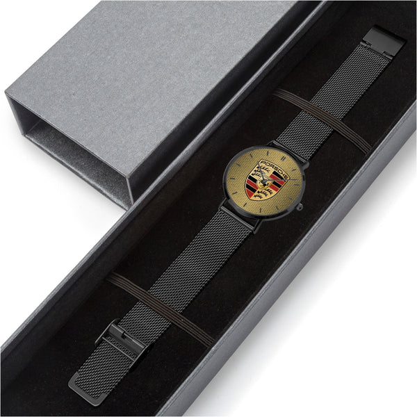 Shield Gold Hexomesh Stainless Steel Quartz Watch (With Indicators)