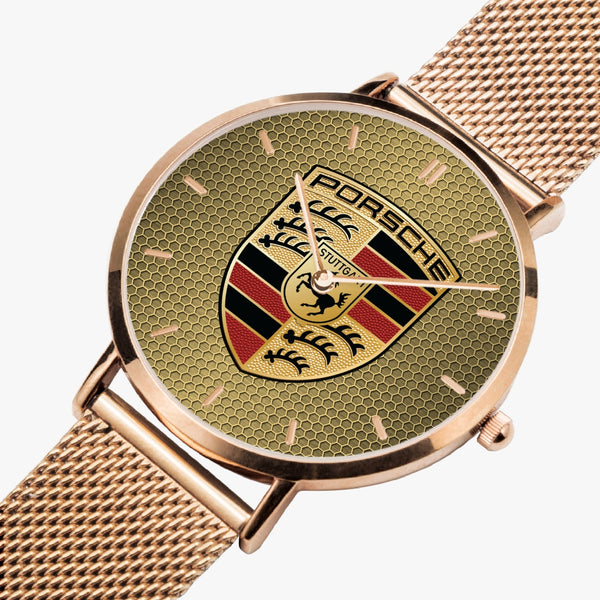 Shield Gold Hexomesh Stainless Steel Quartz Watch (With Indicators)