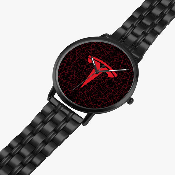 RedT Black with Red Lines Steel Strap Quartz watch