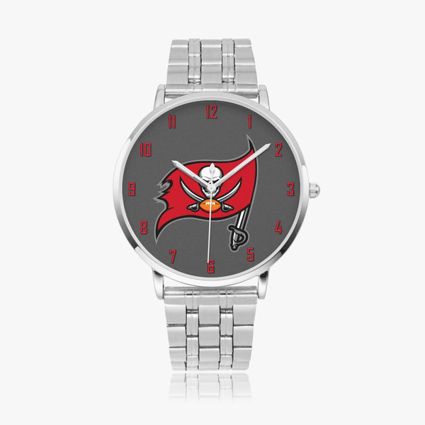 Skull Flag Red Numbers Steel Strap Quartz watch