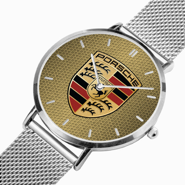 Shield Gold Hexomesh Stainless Steel Quartz Watch (With Indicators)