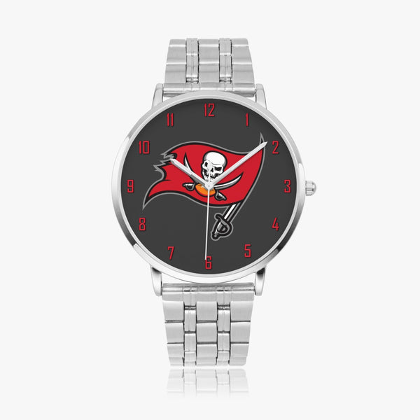 Skull Flag Red Numbers Steel Strap Quartz watch